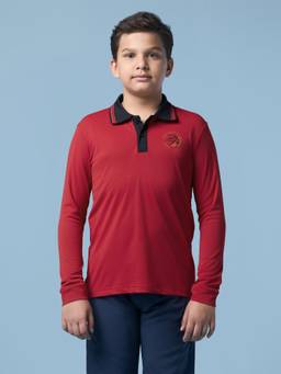 Technosport - Boy'S Solid Regular Fit Sports Polo T-Shirt With Technodry - Red