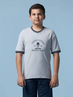 Technosport - Boy'S Solid Oversized Fit Sports T-Shirt With Matpiq - Grey