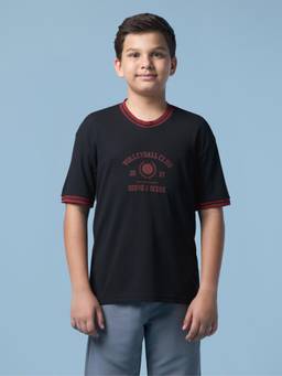 Technosport - Boy'S Solid Oversized Fit Sports T-Shirt With Matpiq - Black