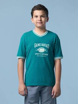 Technosport - Boy'S Solid Oversized Fit Sports T-Shirt With Matpiq - Turquoise