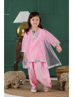 Foreverkidz - Gulaab Gota Kurta With Pant & Dupatta