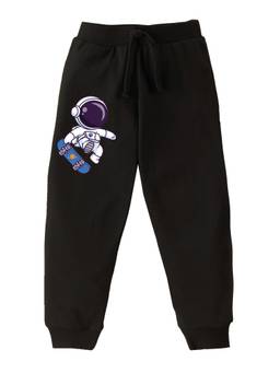 KAVEE - Pure Cotton Astronaut Printed Bio Washed Joggers - Black