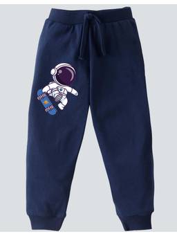 KAVEE - Pure Cotton Astronaut Printed Bio Washed Joggers - Navy Blue