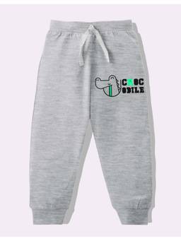 KAVEE - Pure Cotton Knit Biowashed Full Length Crocodile Printed Lounge Joggers -Grey