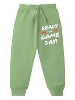 KAVEE - Pure Cotton Terry Biowashed Ready For Game Day Printed Joggers - Green