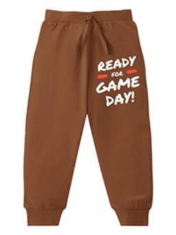 KAVEE - Pure Cotton Terry Biowashed Ready For Game Day Printed Joggers - Brown