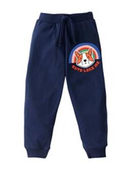 KAVEE - Pure Cotton Terry Biowashed Cute Like Me Printed Joggers - Navy Blue