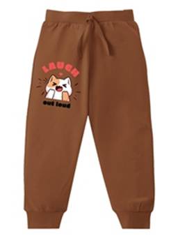 KAVEE - Pure Cotton Terry Biowashed Laugh Out Loud Printed Joggers - Brown