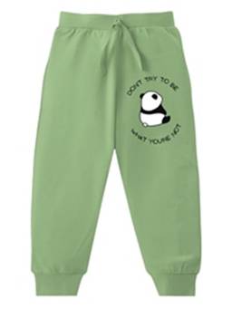 KAVEE - Pure Cotton Terry Biowashed Panda Printed Joggers - Olive Green