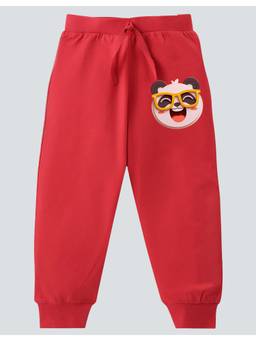 KAVEE - Pure Cotton Cool Panda Printed Bio Washed Joggers - Red