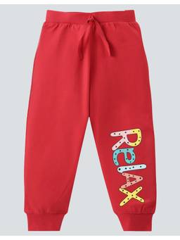 KAVEE - Pure Cotton Knit Relax Printed Biowashed Lounge Joggers - Red