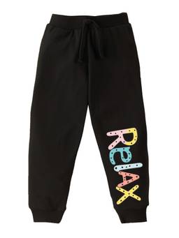KAVEE - Pure Cotton Relax Printed Bio Washed Joggers - Black