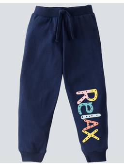 KAVEE - Pure Cotton Relax Printed Bio Washed Joggers - Navy Blue
