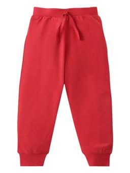KAVEE - Pure Cotton Solid Bio Washed Joggers - Red