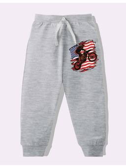KAVEE - Pure Cotton Knit Bike Printed Biowashed Lounge Joggers - Grey