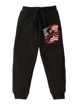 KAVEE - Pure Cotton Knit Bike Printed Biowashed Lounge Joggers - Black