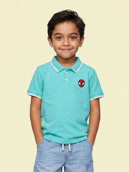 Nautinati - Boys’ 100% Pique Cotton Marvel Spiderman Badge T-shirt