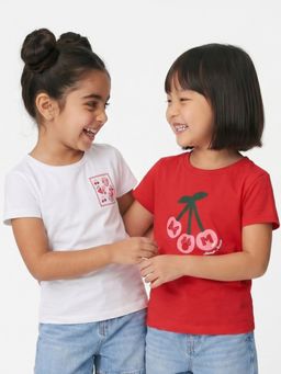 Nautinati - Girls’ Pack of 2 Cotton Cherry Printed T-shirts