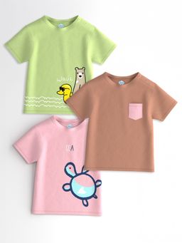 Nautinati - Boys' Pack of 3 Cotton Sea Animal Printed T-shirts