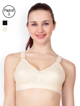 Floret - Pack of 3 Solid Full Coverage Bra - Multi-Color