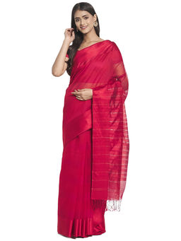 Fabindia - Red Maheshwari Cotton Silk Saree