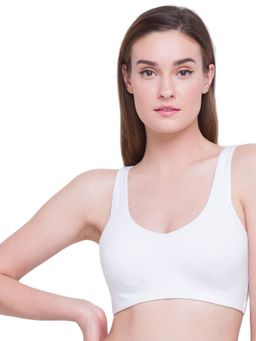 Candyskin - Women'S Medium Impact Cotton Removable Padded Wirefree Sports Bra - White