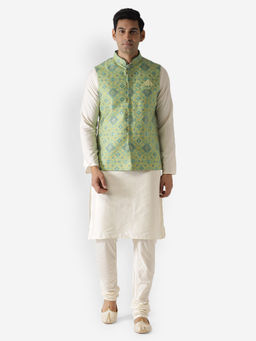 KISAH - Men Yellow Kurta Jacket (Set of 3)