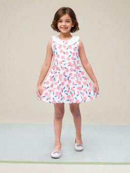 Toonyport - Pink Girls Cotton Polka Dots Printed Fit & Flare Dress