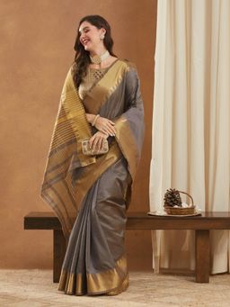 Gahan - Womens Assam Silk Saree with Zari Temple Border & Unstitched Blouse