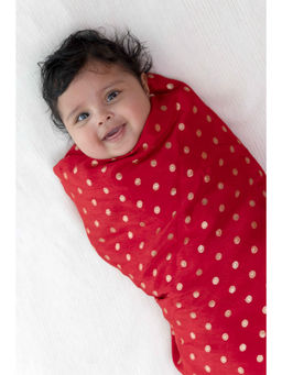 TIBER TABER - Baby Soft Brocade Swaddle-Red