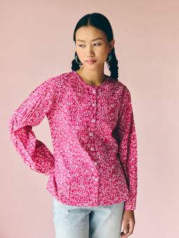 Prakriti Jaipur - Pink Pleated Floral Printed Shirt