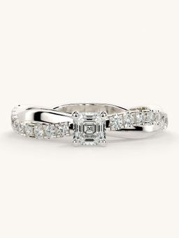 Valanova - White Gold Sterling Silver and Certified Lab Grown Diamond 0.53Cts Ring