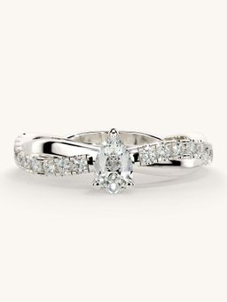 Valanova - White Gold Sterling Silver and Certified Lab Grown Diamond 0.53Cts Ring