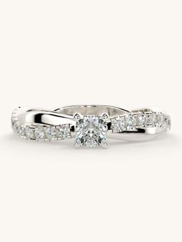 Valanova - White Gold Sterling Silver and Certified Lab Grown Diamond 0.53Cts Ring