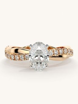 Valanova - Rose Gold Sterling Silver and Certified Lab Grown Diamond 1.03Cts Ring