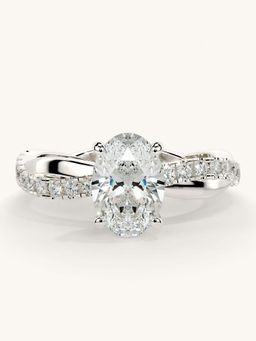 Valanova - White Gold Sterling Silver and Certified Lab Grown Diamond 1.28Cts Ring