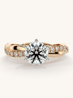 Valanova - Rose Gold Sterling Silver and Certified Lab Grown Diamond 1.28Cts Ring
