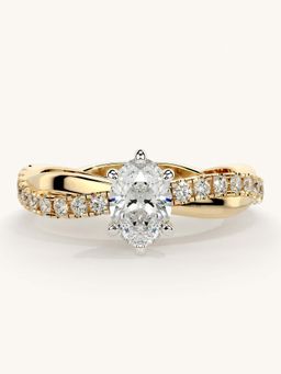 Valanova - Gold Sterling Silver and Certified Lab Grown Diamond 0.78Cts Ring