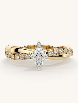 Valanova - Gold Sterling Silver and Certified Lab Grown Diamond 0.53Cts Ring