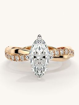 Valanova - Rose Gold Sterling Silver and Certified Lab Grown Diamond 1.28Cts Ring