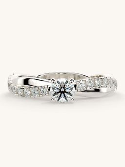 Valanova - White Gold Sterling Silver and Certified Lab Grown Diamond 0.53Cts Ring