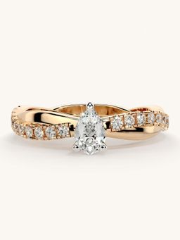 Valanova - Rose Gold Sterling Silver and Certified Lab Grown Diamond 0.53Cts Ring