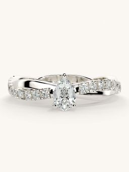 Valanova - White Gold Sterling Silver and Certified Lab Grown Diamond 0.53Cts Ring