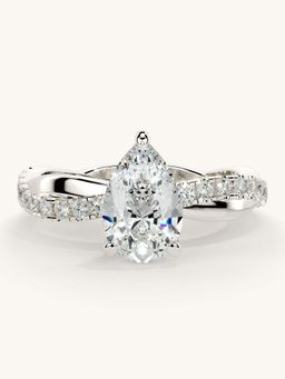 Valanova - White Gold Sterling Silver and Certified Lab Grown Diamond 1.28Cts Ring