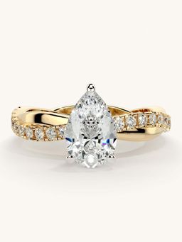 Valanova - Gold Sterling Silver and Certified Lab Grown Diamond 1.28Cts Ring