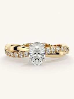 Valanova - Gold Sterling Silver and Certified Lab Grown Diamond 0.78Cts Ring