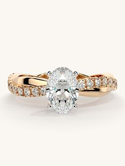 Valanova - Rose Gold Sterling Silver and Certified Lab Grown Diamond 1.03Cts Ring