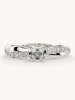 Valanova - White Gold Sterling Silver and Certified Lab Grown Diamond 0.53Cts Ring