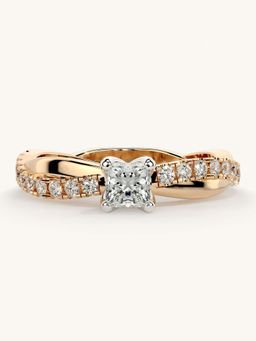 Valanova - Rose Gold Sterling Silver and Certified Lab Grown Diamond 0.53Cts Ring