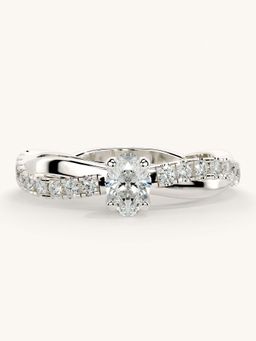 Valanova - White Gold Sterling Silver and Certified Lab Grown Diamond 0.53Cts Ring